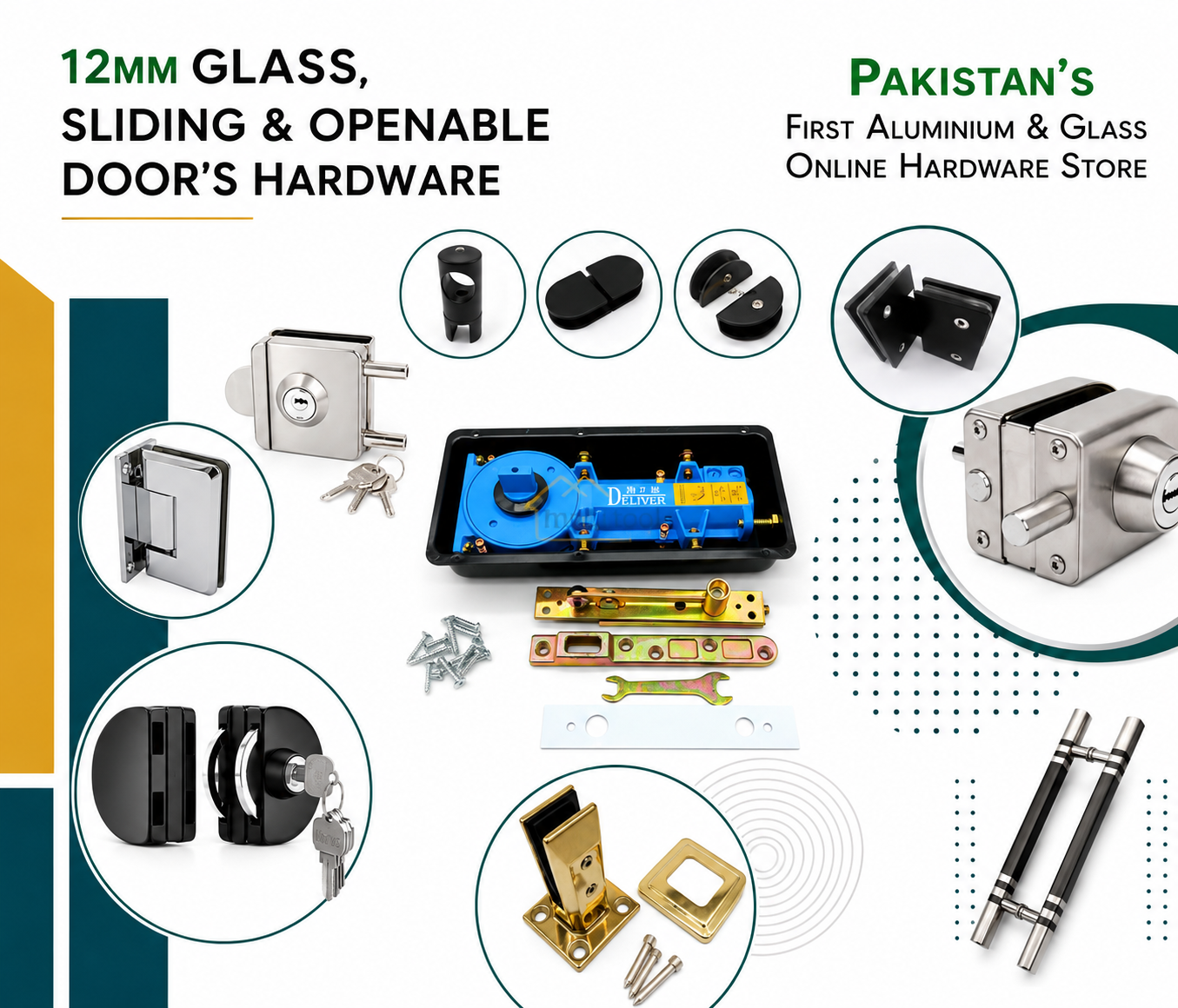 12mm Glass, Sliding & Open able Door's Hardware