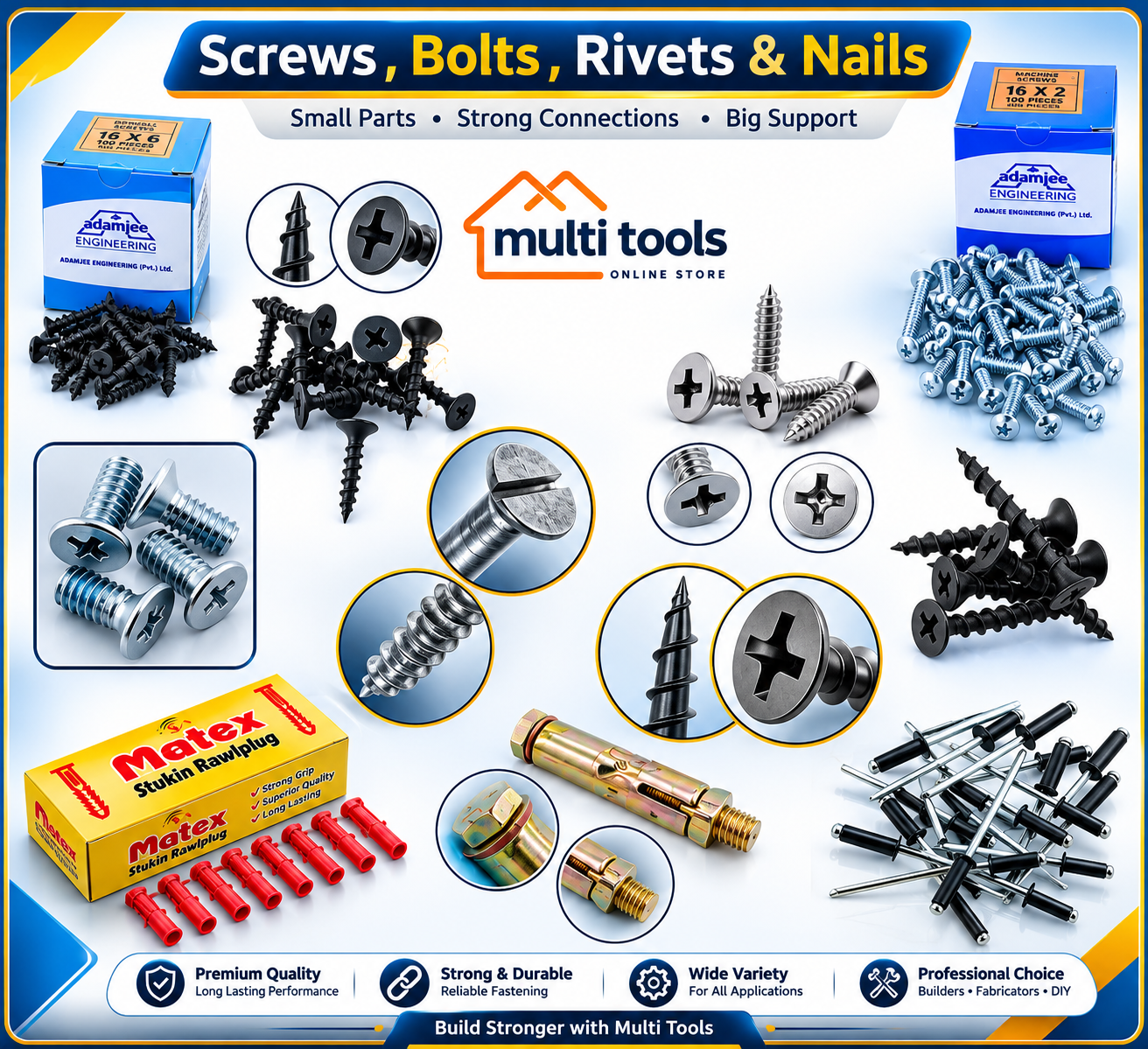 Screws , Bolts , Rivets & Nails