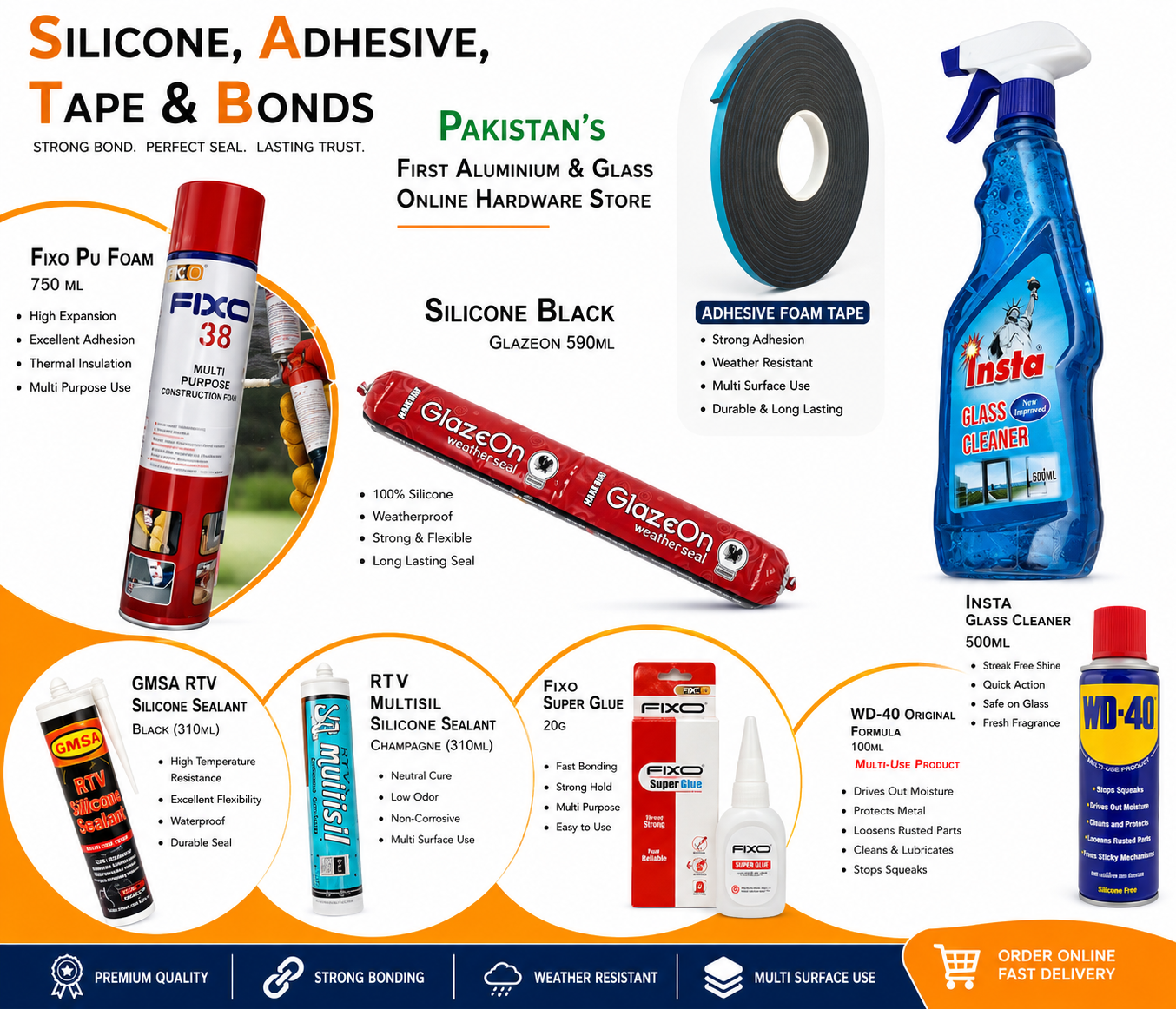 Silicone ,Adhesive, Tape &Bonds