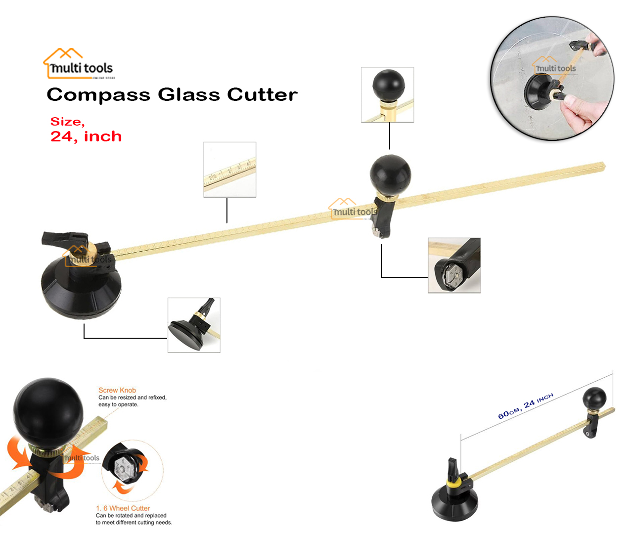 Compass Glass Cutter 24 Inch