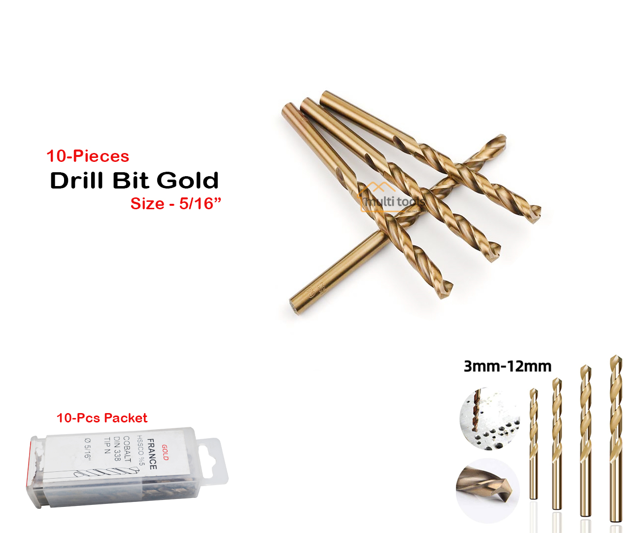 Drill Bits Golden Finish 5/16 Inch