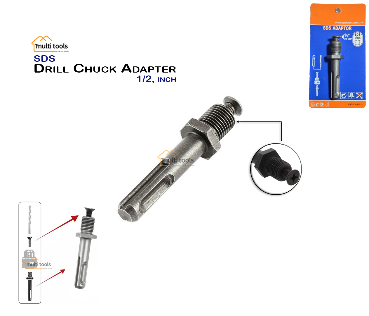  Drill Chuck Adapter 1/2 Inch Sds