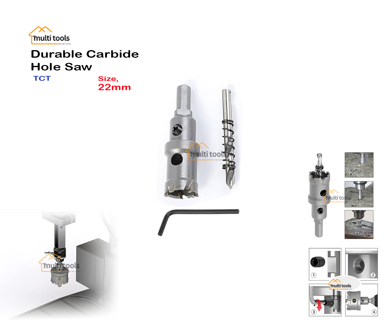 Durable Carbide Hole Saw Tct 22Mm