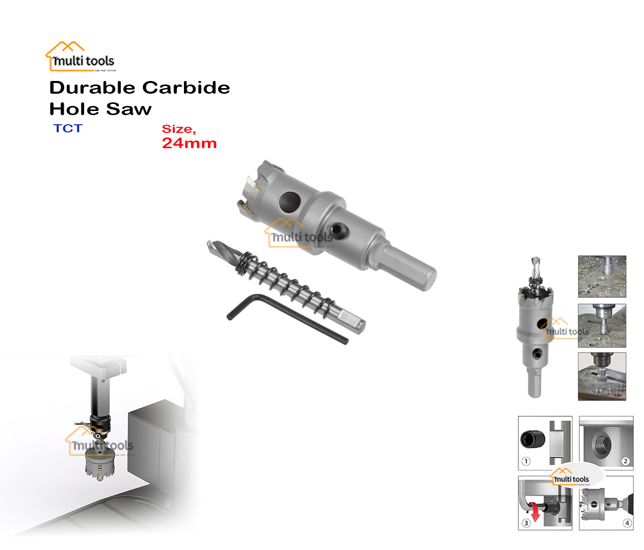 Durable Carbide Hole Saw Tct 24Mm