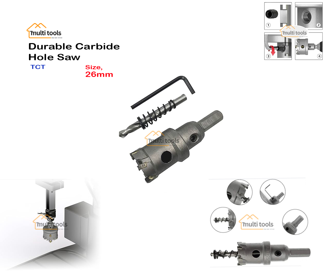 Durable Carbide Hole Saw Tct 26Mm