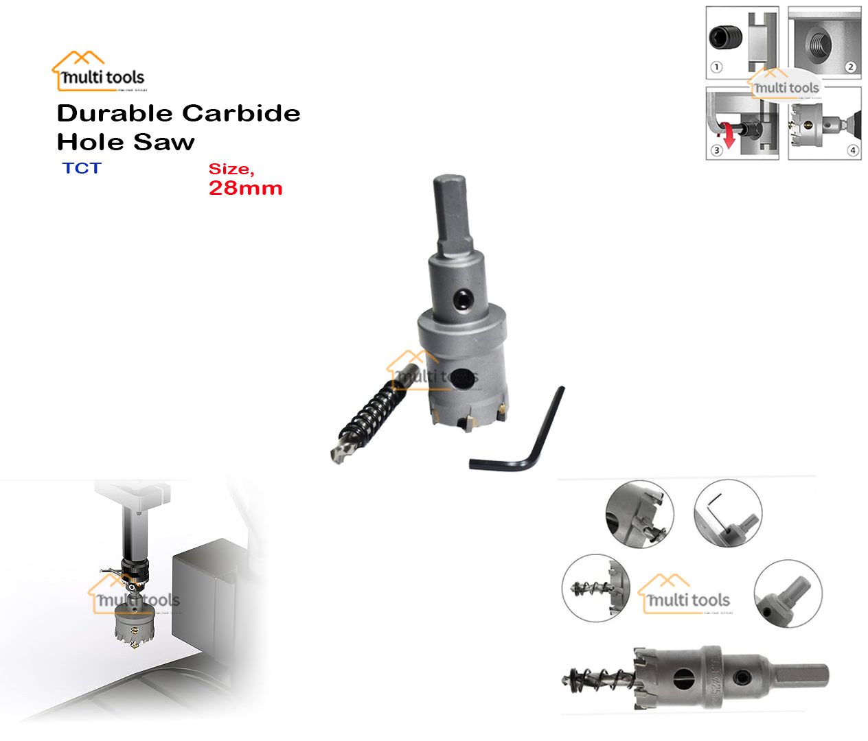 Durable Carbide Hole Saw Tct 28Mm