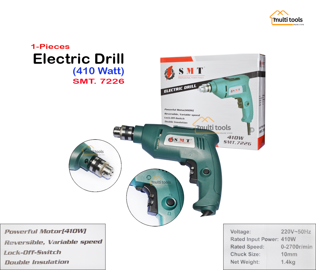 Electric Drill 410 Watt Smt-7626