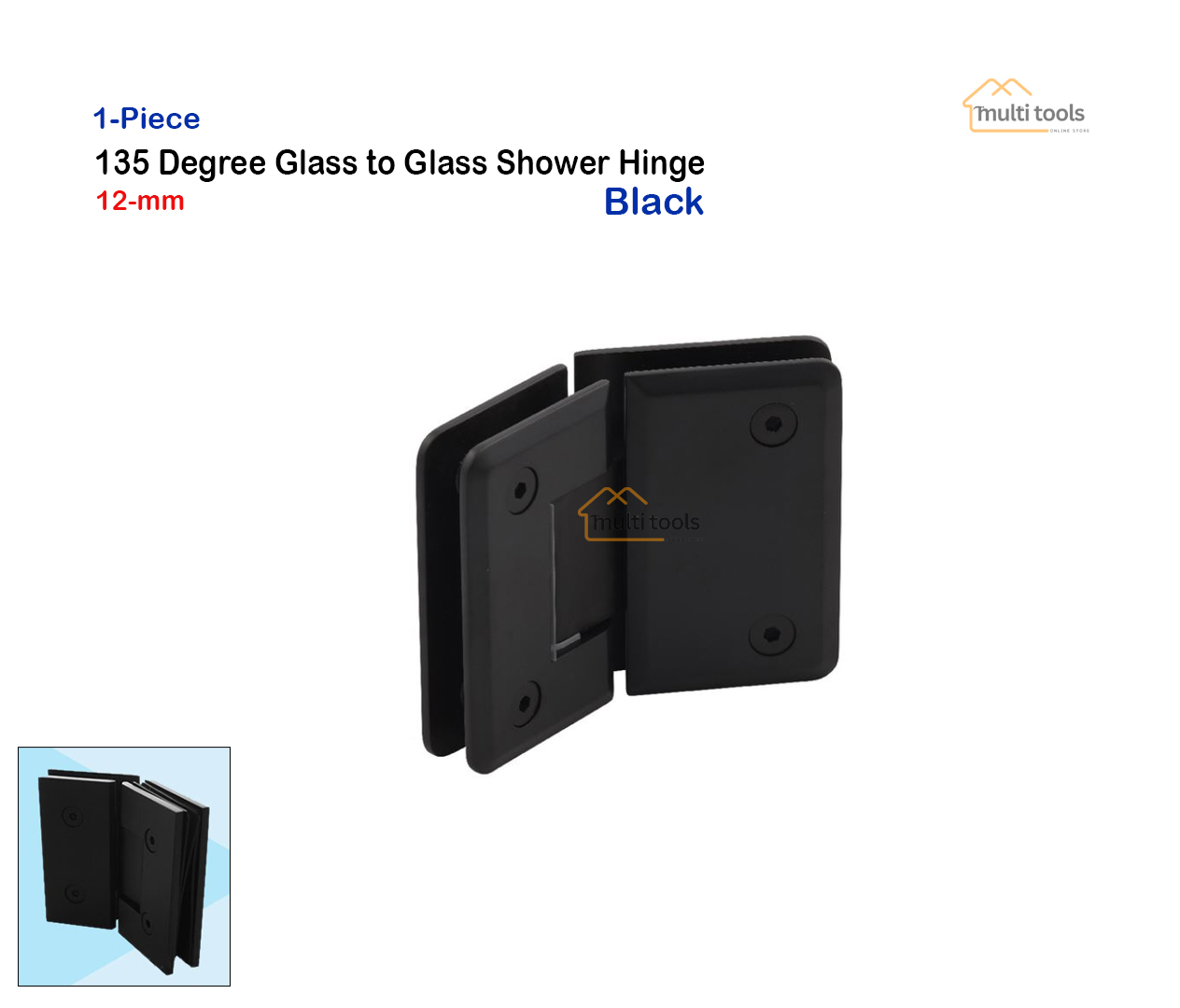 Glass To Glass Shower Hinges (135 Degree)Black