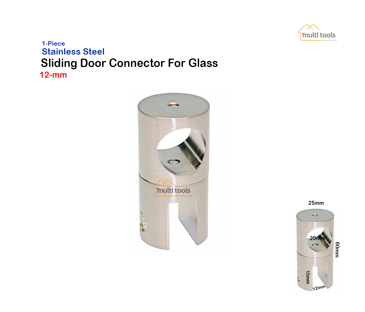 Sliding Door Connector Silver (12Mm)