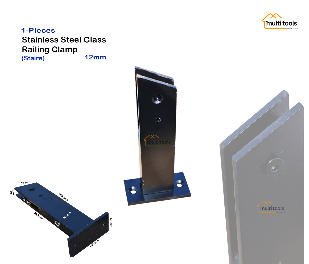 Stainless Steel Glass Railing Clamp Staire