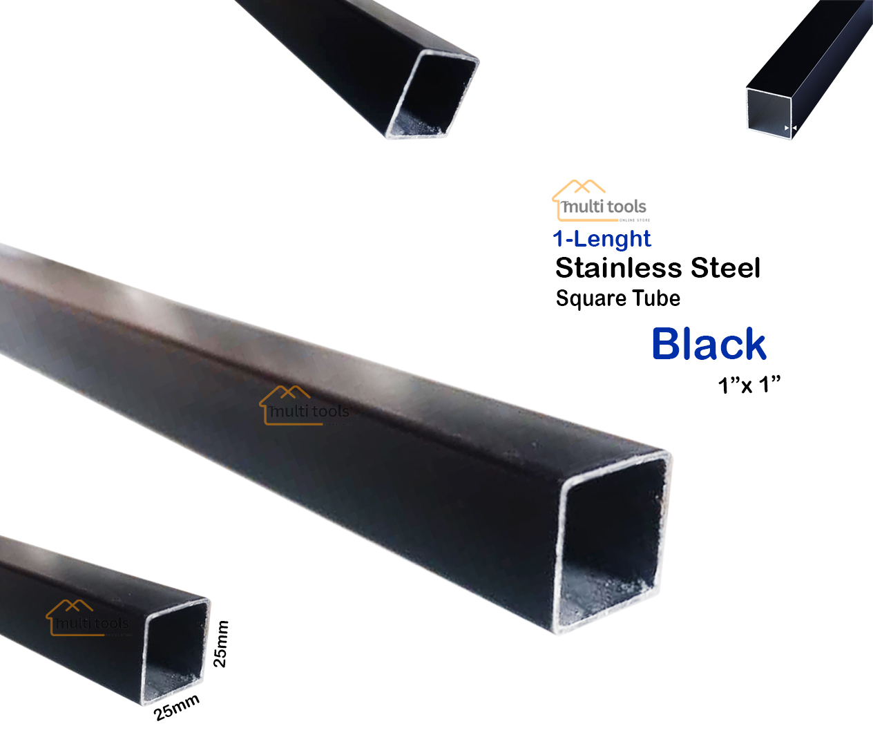 Stainless Steel Square Tube 1"X1"(Black)