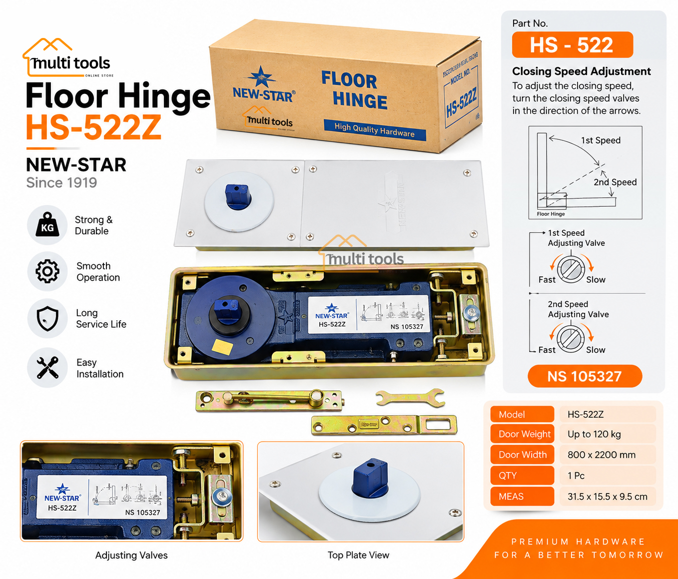 Floor Hinge- Hs-522Z New Star