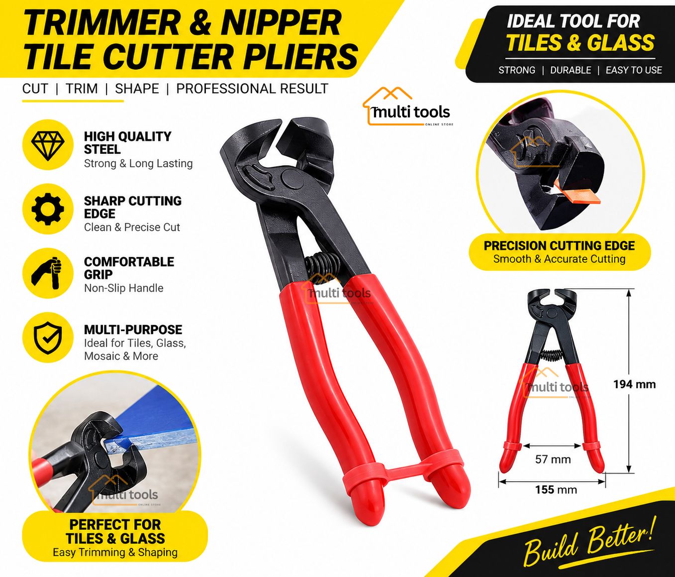Glass & Mosaic Trimmer & Nipper Tile Cutter Pliers