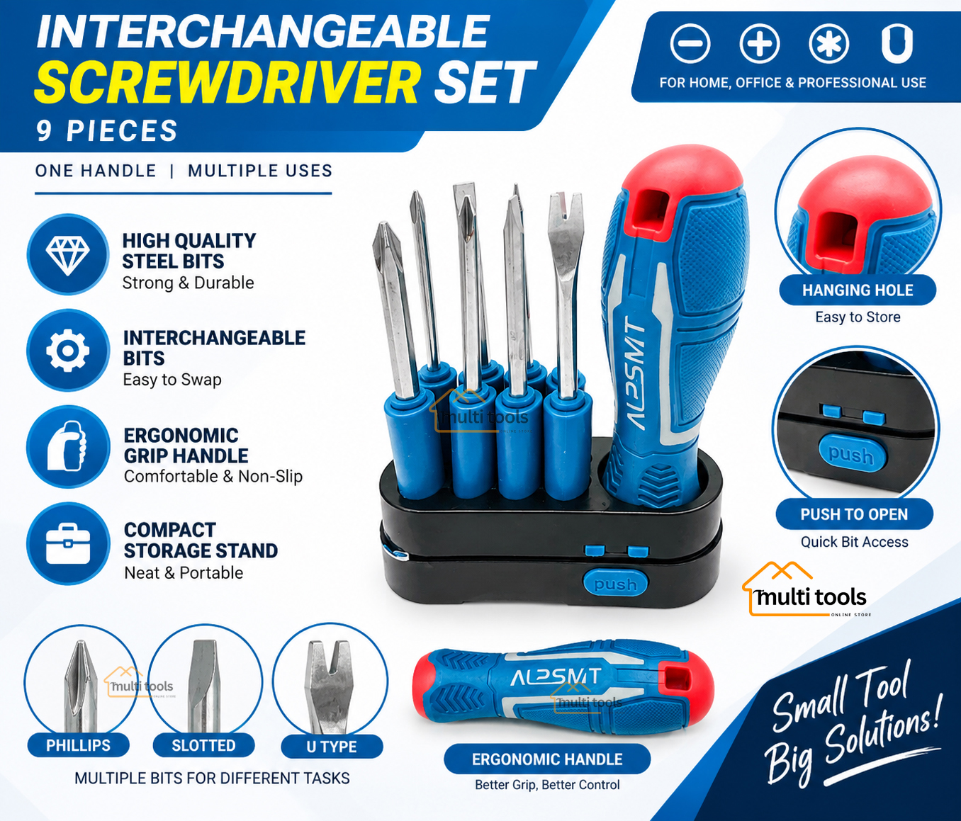 9 Pcs Interchangeable Screwdriver Set