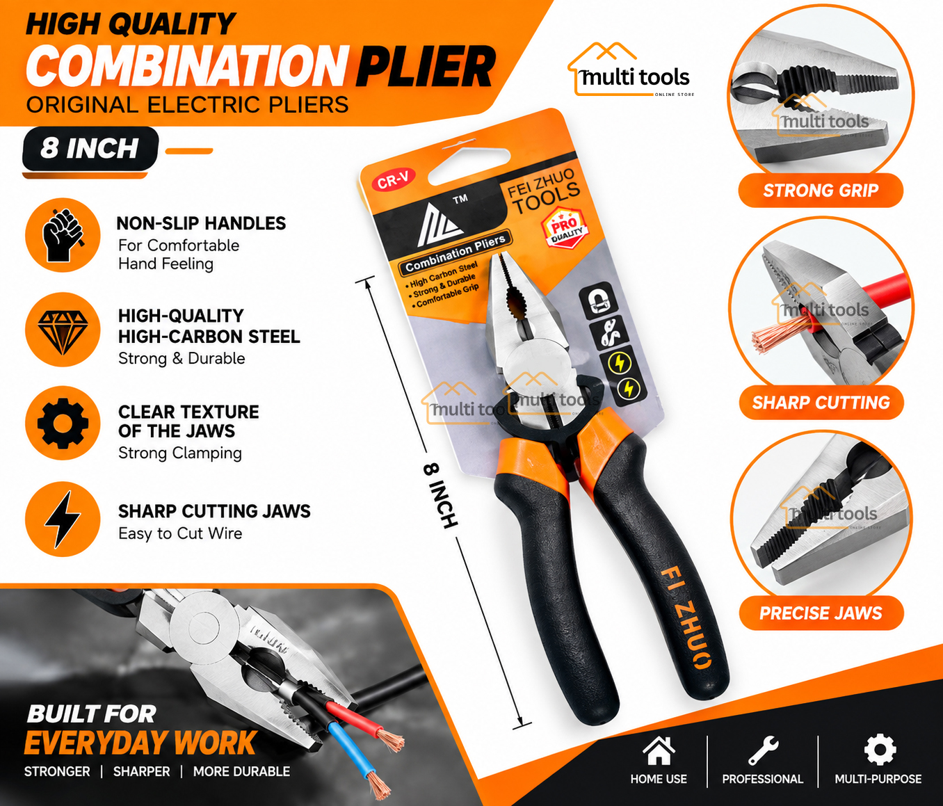 High Quality Combination Plier(8 Inch ) Original Electric Plas