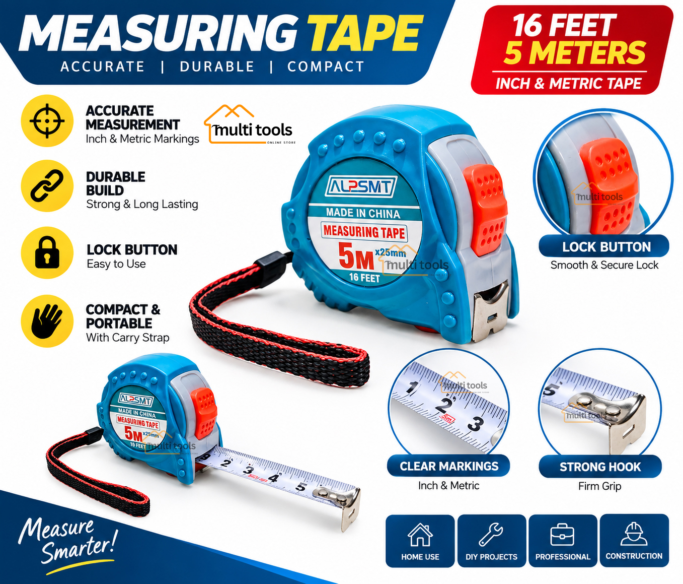  Measuring Tape, Inche Tape 5 Meter (16ft)
