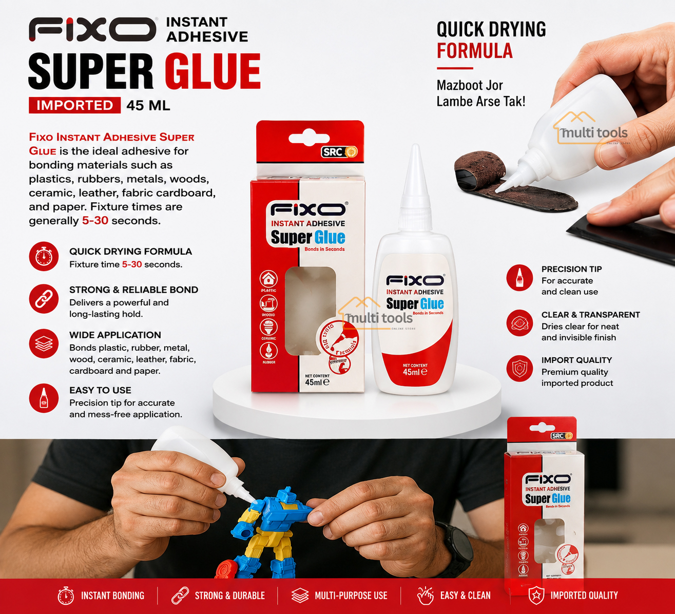 Fixo Instant Adhesive Super Glue Imported 45G,