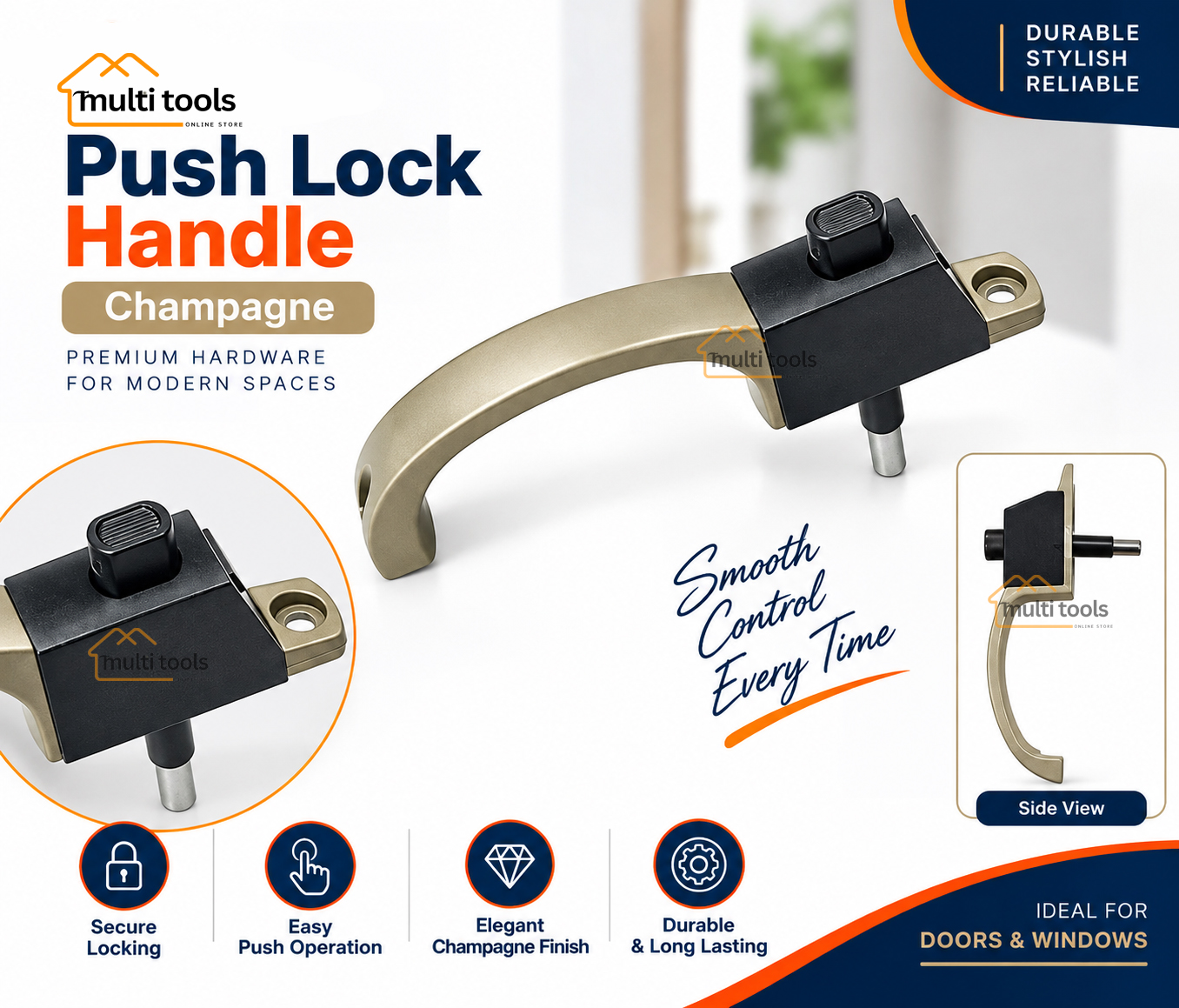 Push Lock Handle (Champagne)