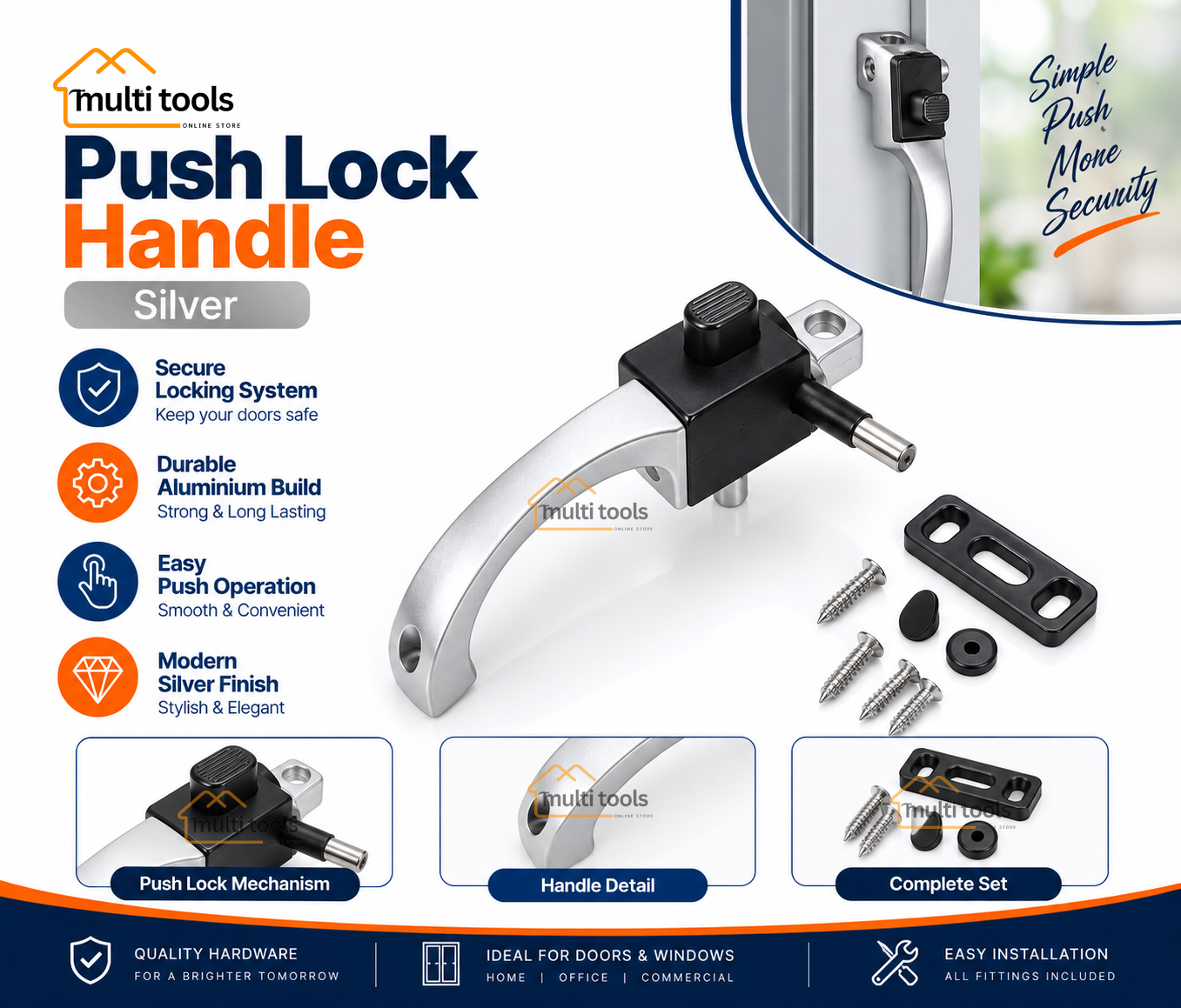 Push Lock Handle (Silver)