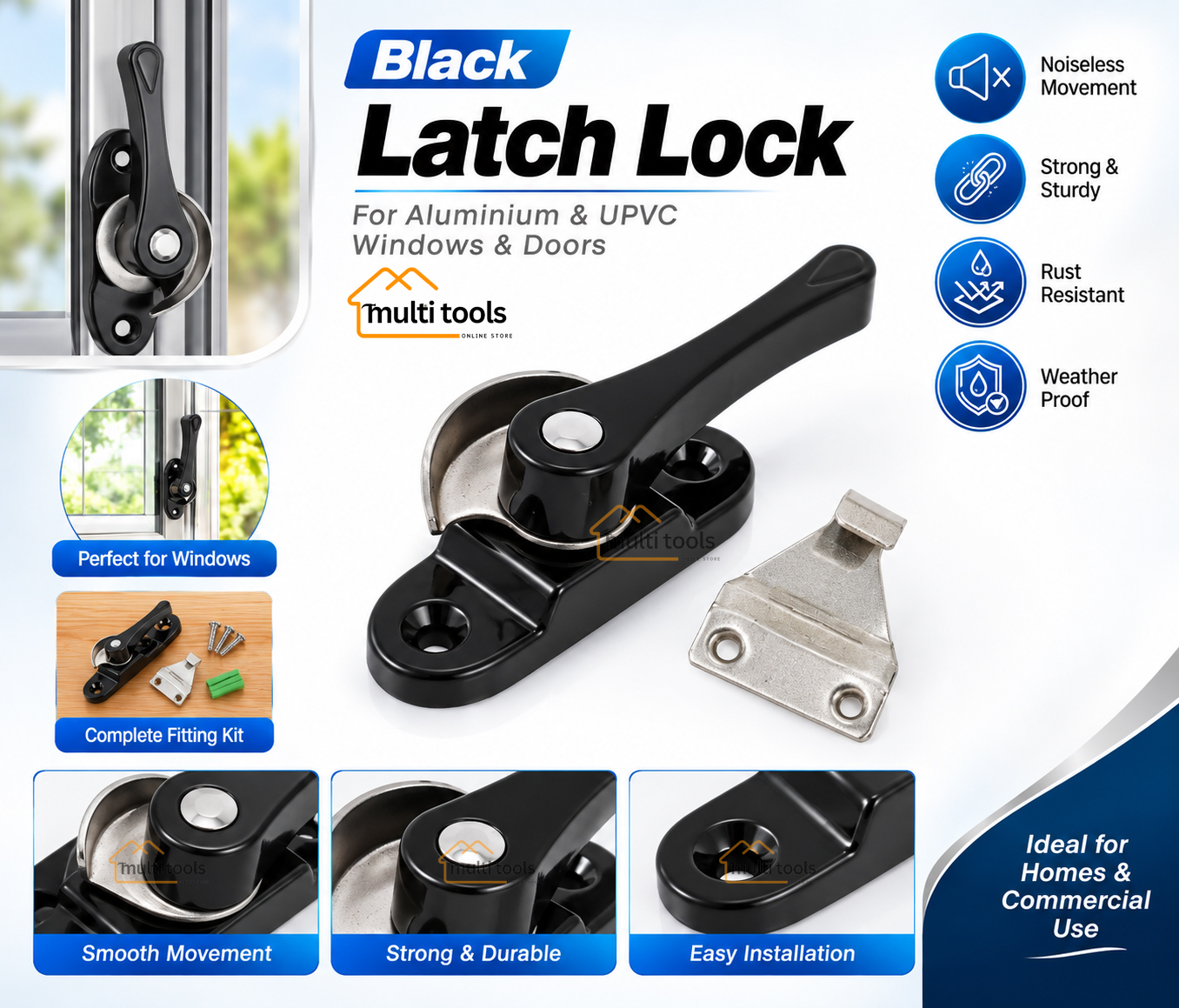 Aluminium Alloy Window Lock (Black)