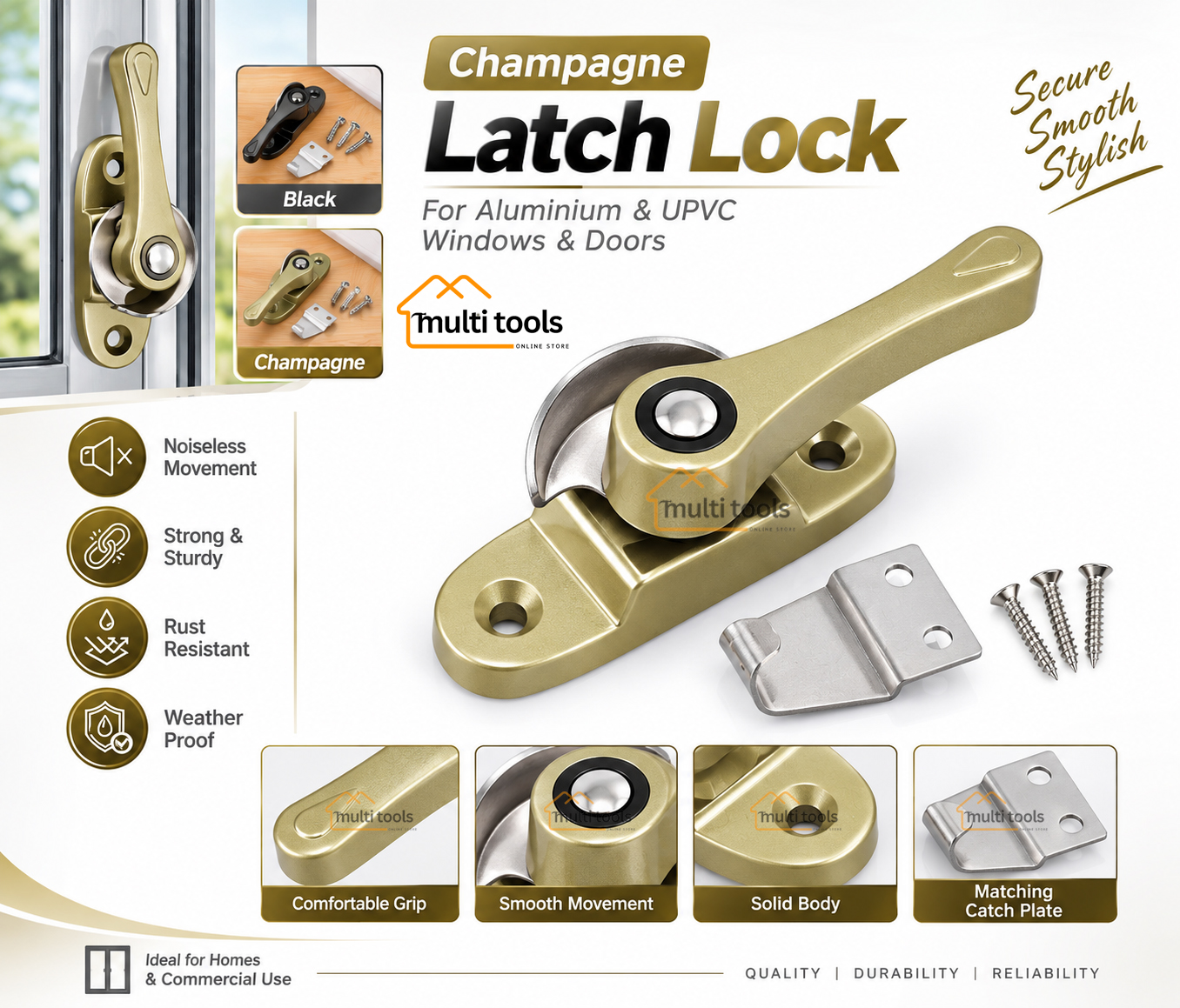 Aluminium Alloy Window Lock (Champagne)