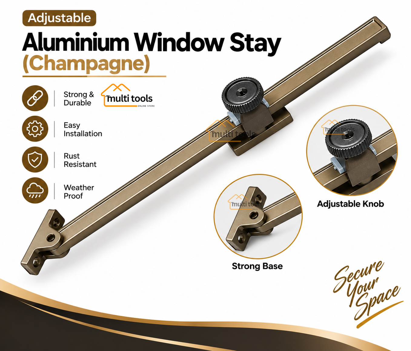 Aluminium Window Stay (Champagne) 