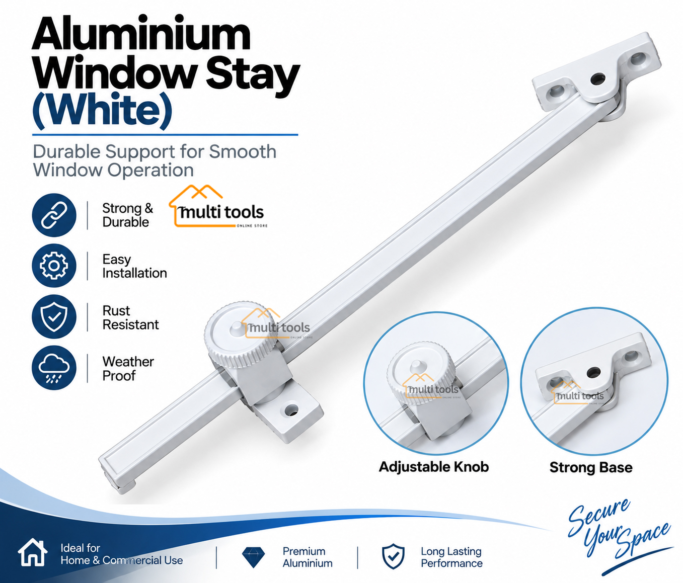 Aluminium Window Stay (White) 