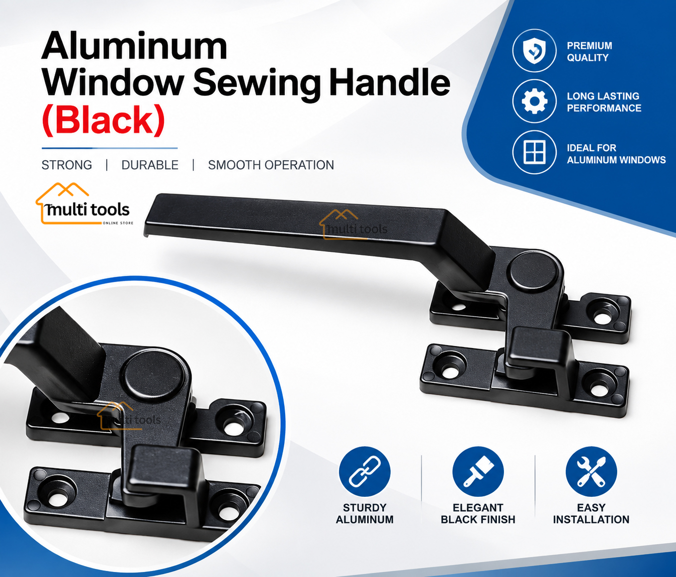 Aluminum Window Sewing Handle (Black)