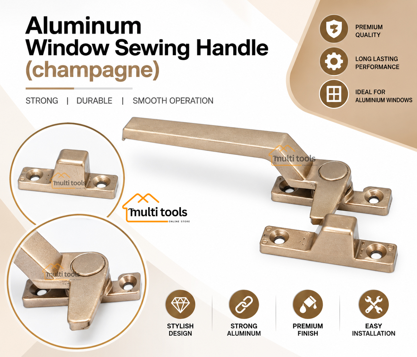 Aluminum Window Sewing Handle (Champagne)