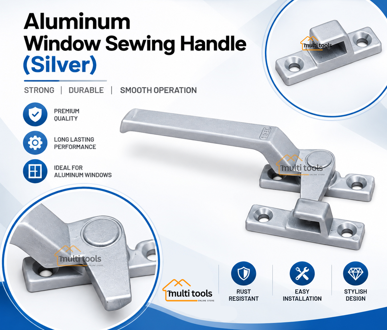 Aluminum Window Sewing Handle (Silver)