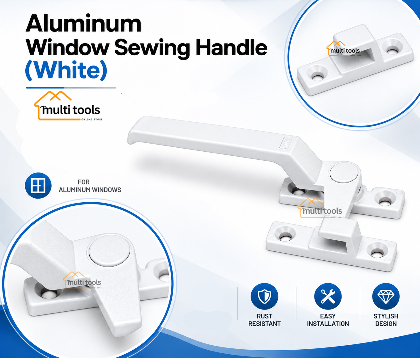 Aluminum Window Sewing Handle (White)