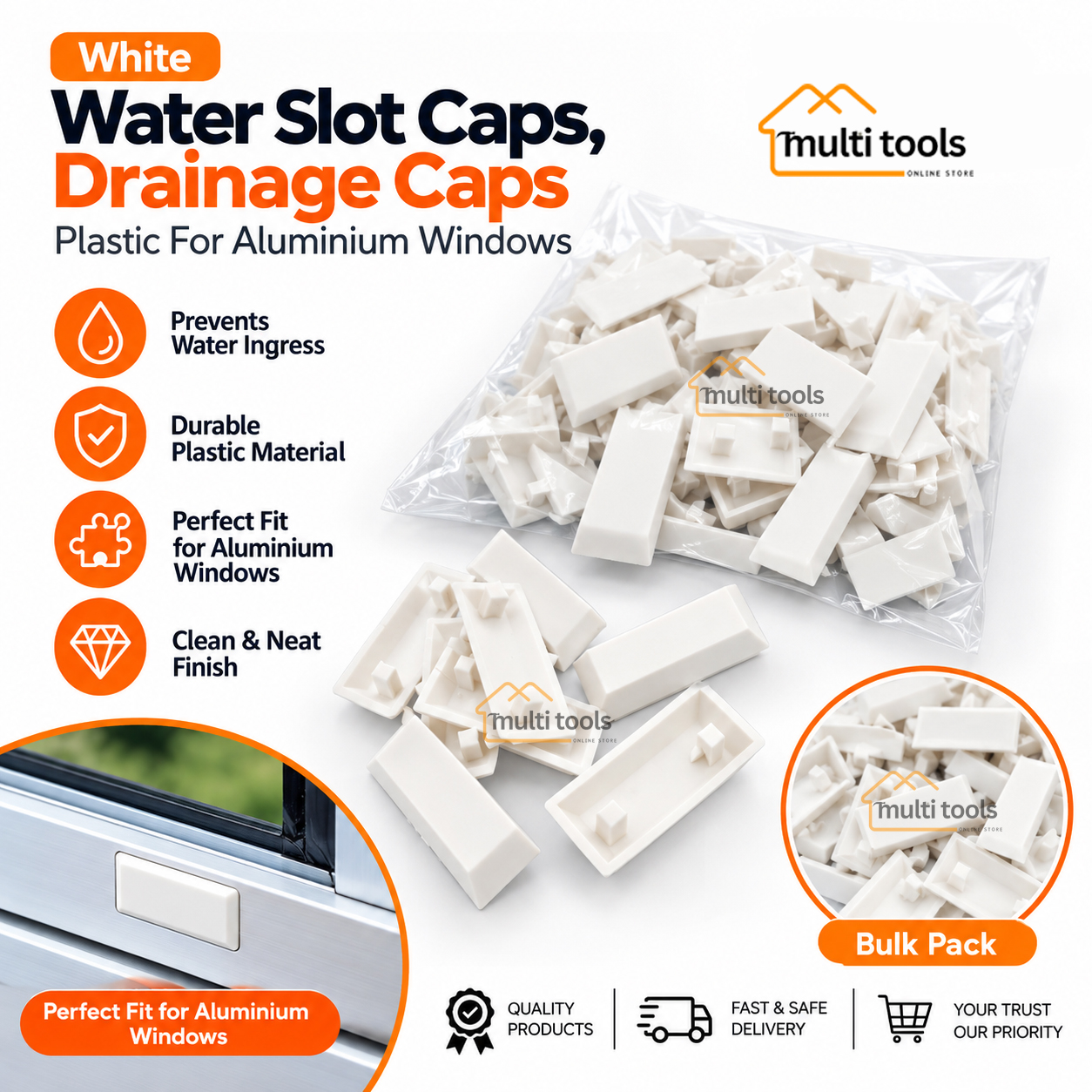 Water Slot Caps, Drainage Caps, Plastic For Aluminium Windows
