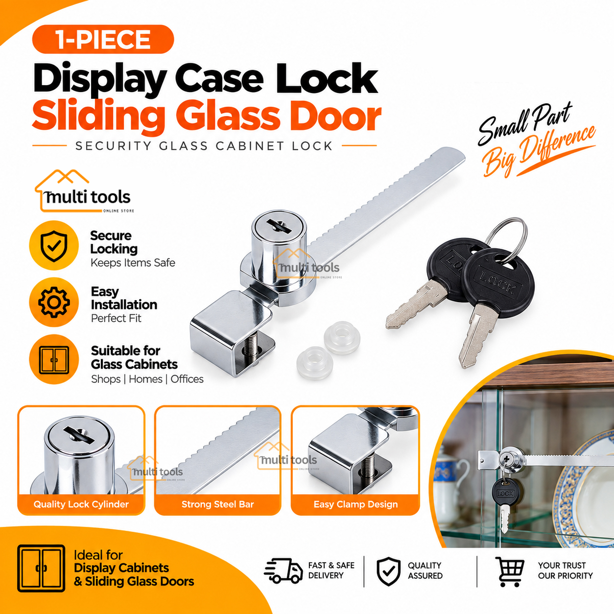 Display Case Lock Sliding Glass Door Security Glass Cabinet Lock
