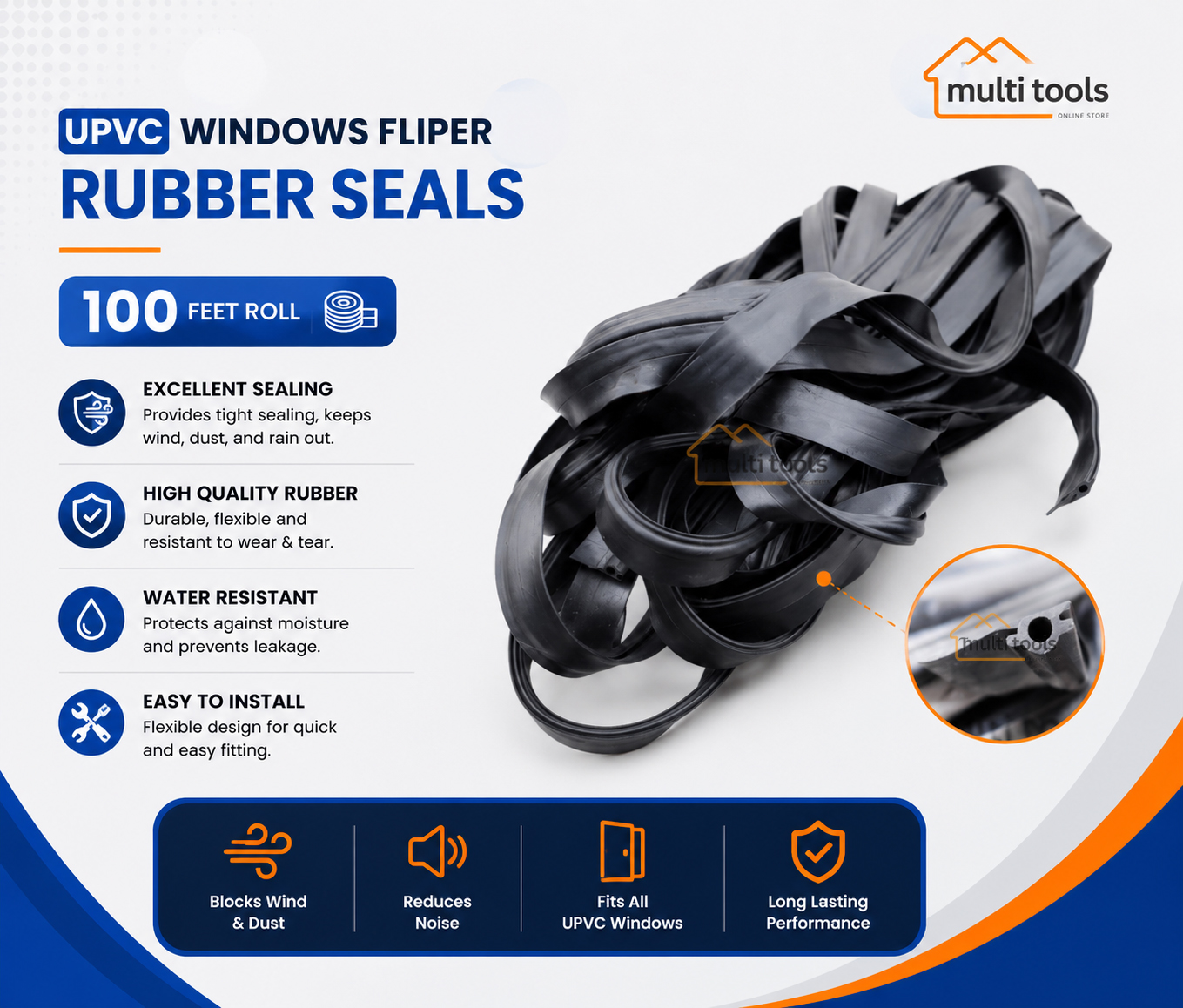 100 Feet Mix Upvc Windows Fliper Rubber Seals