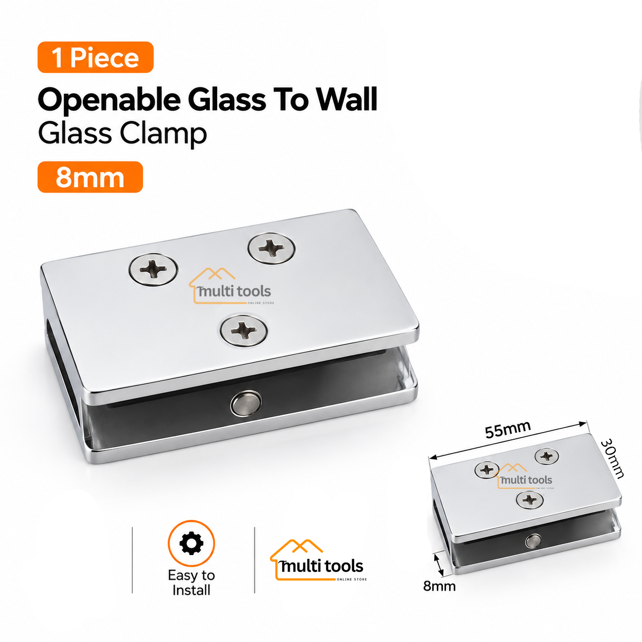 Openable Glass To Wall Glass Clamp 8mm