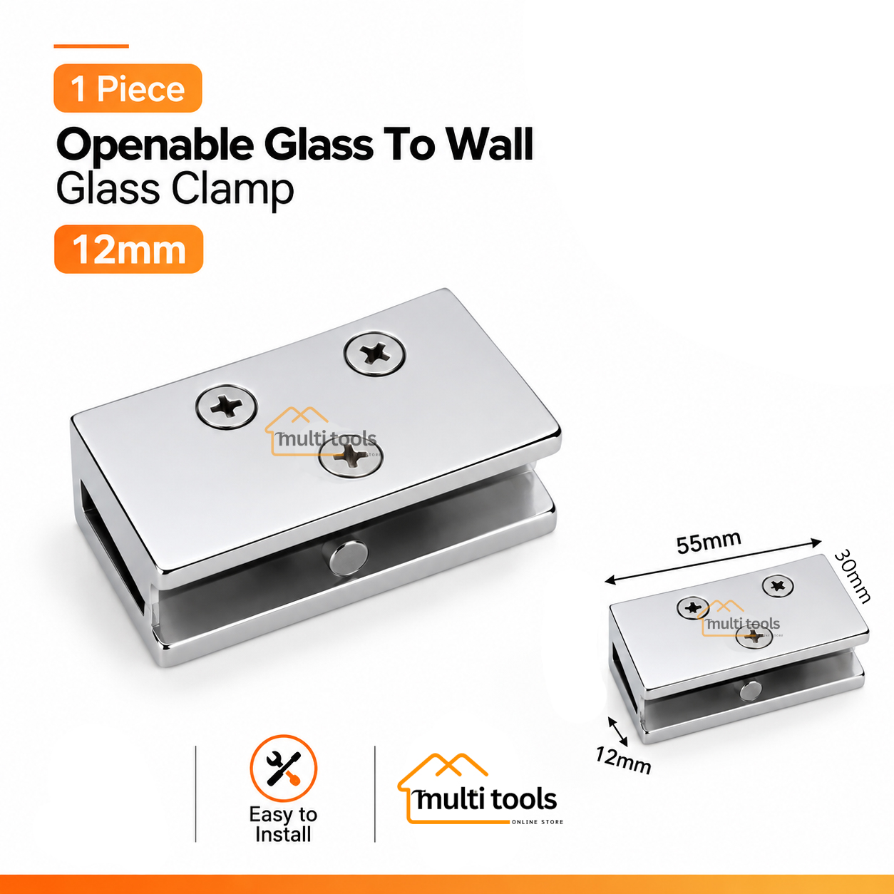 Openable Glass To Wall Glass Clamp 12mm