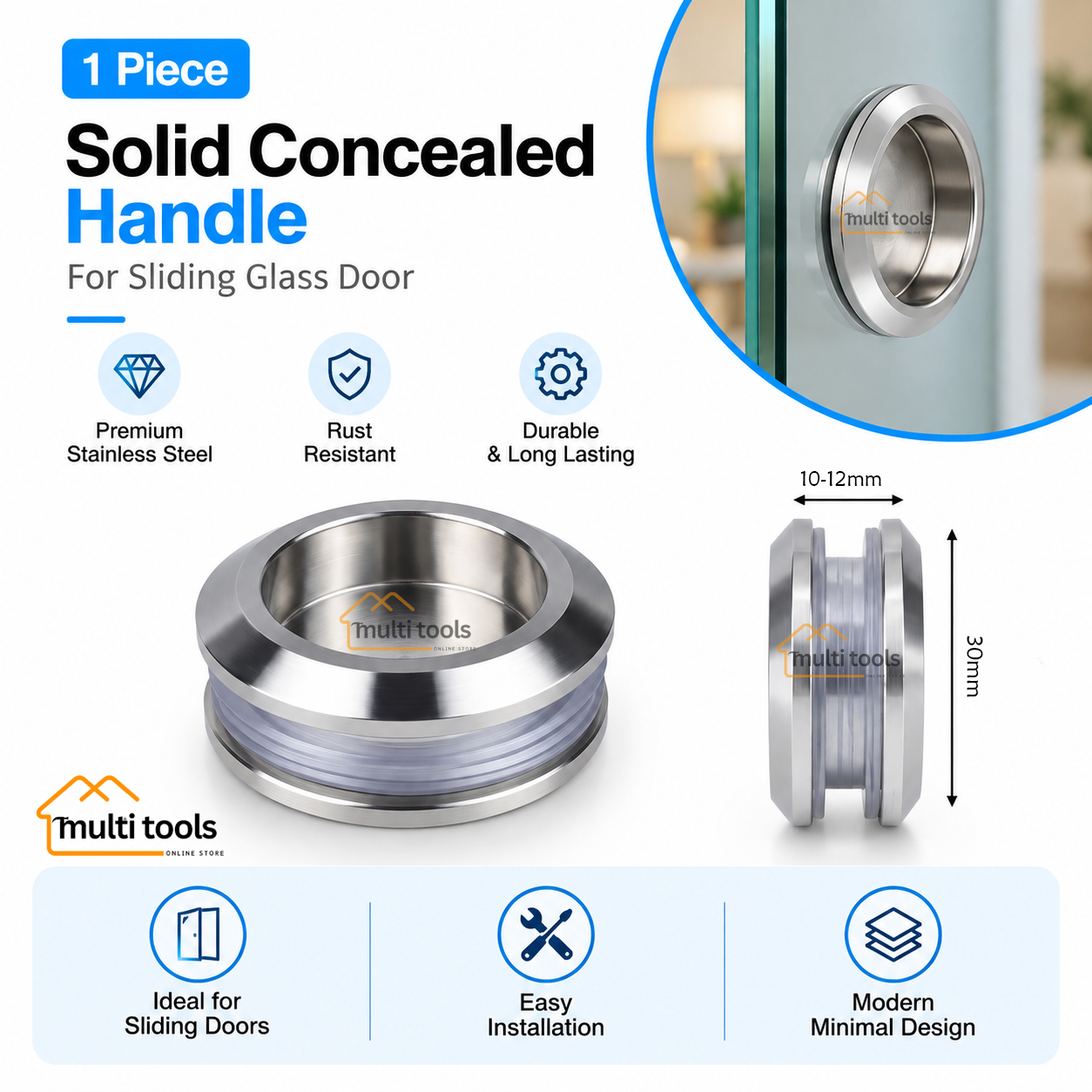 Solid Concealed Handle