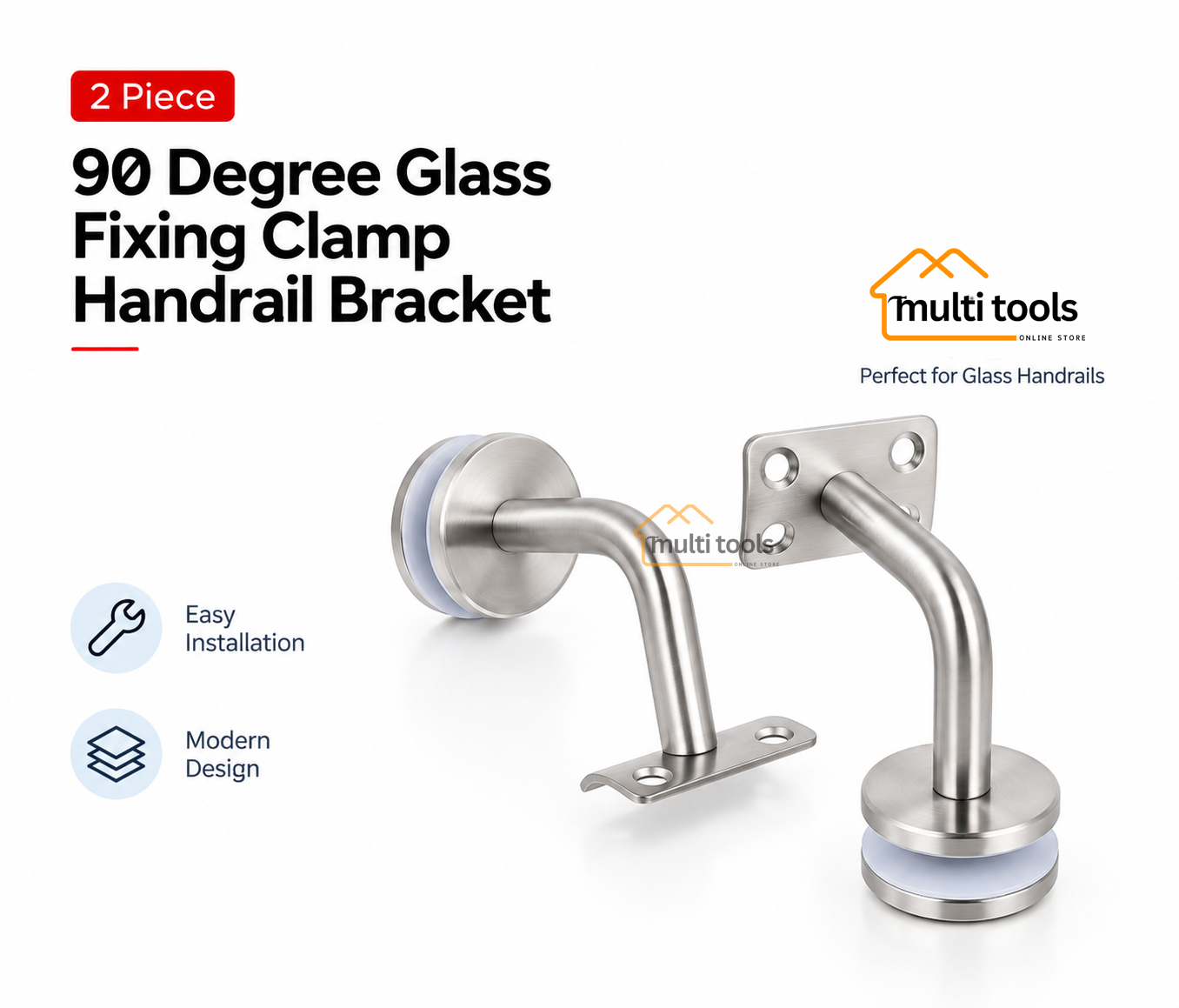 90 Degree Glass Fixing Clamp Handrail Bracket