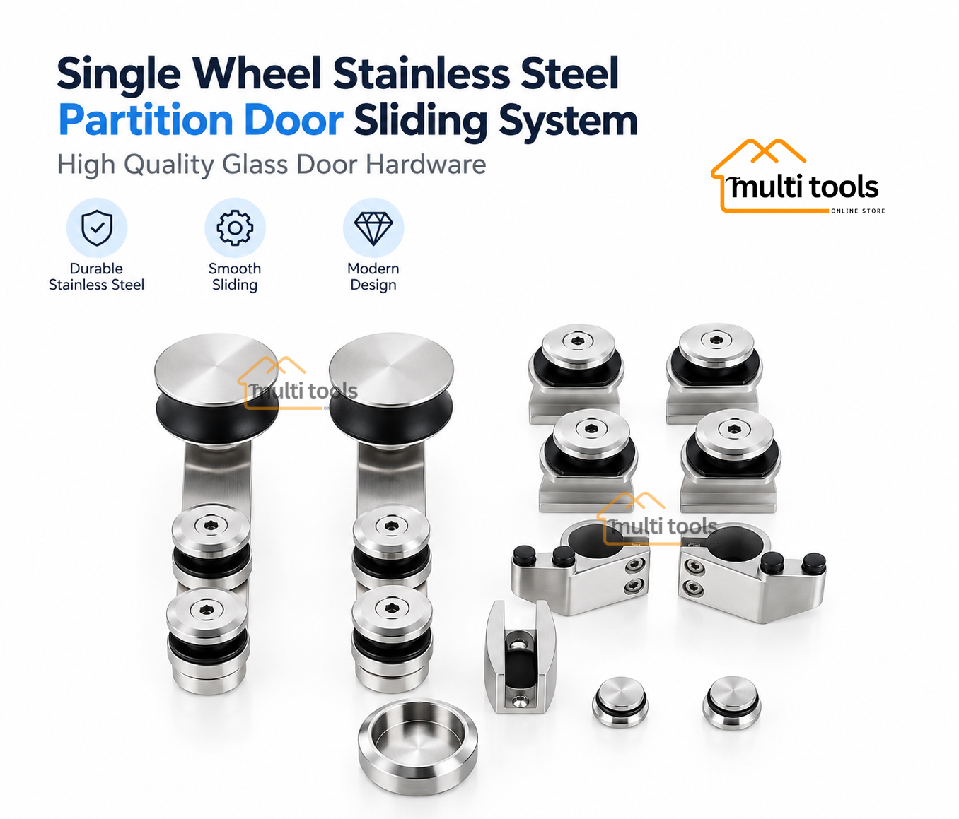 Single Wheel Stainless Steel Partition Door Sliding System High Quality Glass Door Hardware