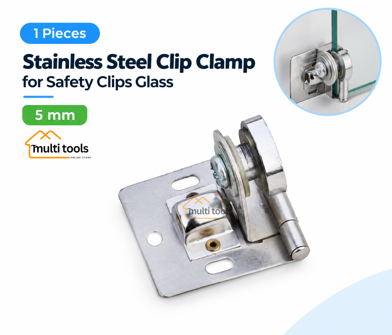 5mm Stainless Steel Clip Clamp For Safety Clips Glass