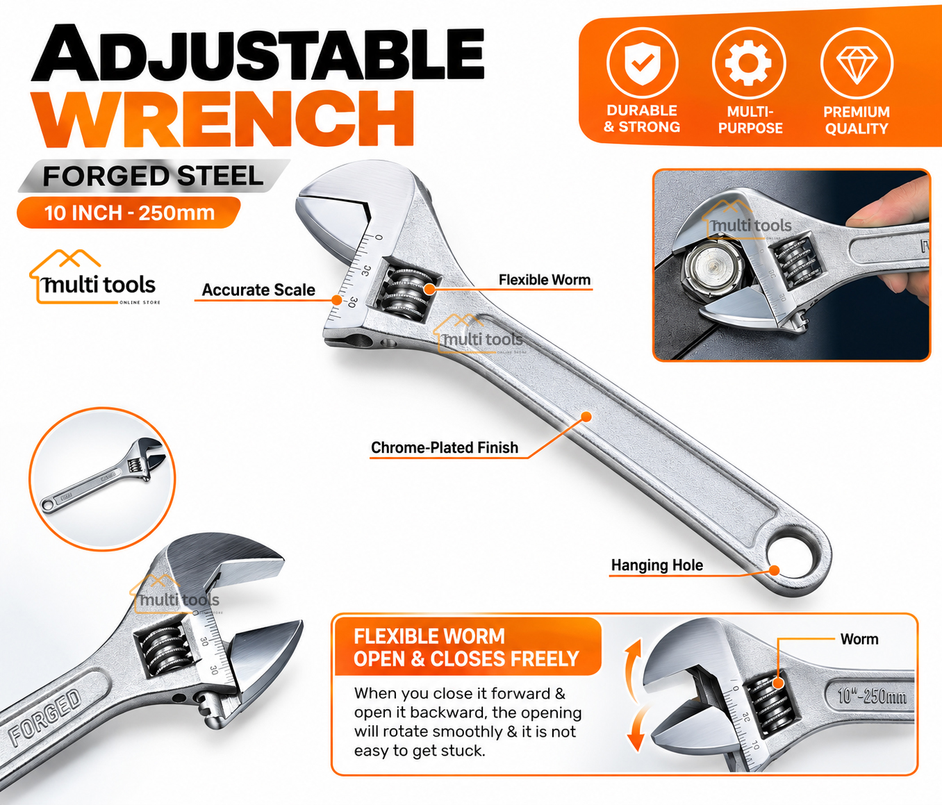 Adjustable Wrench 10"-250mm Forged Steel