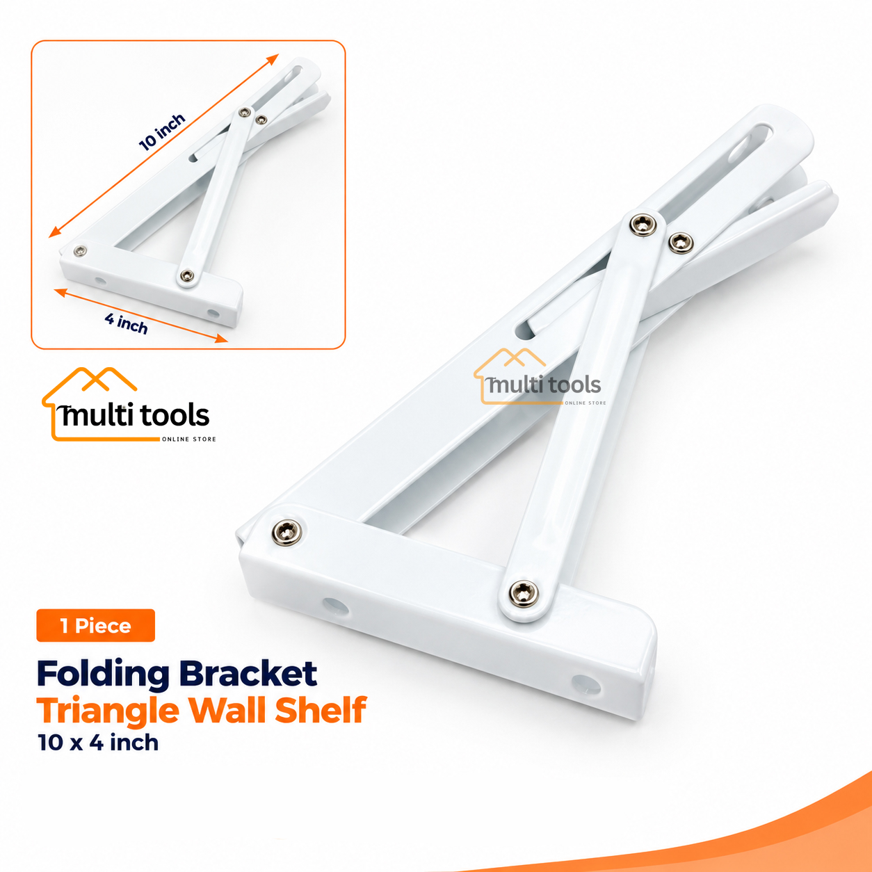 10 Inch Folding Bracket Triangle Wall Shelf 90 Degree