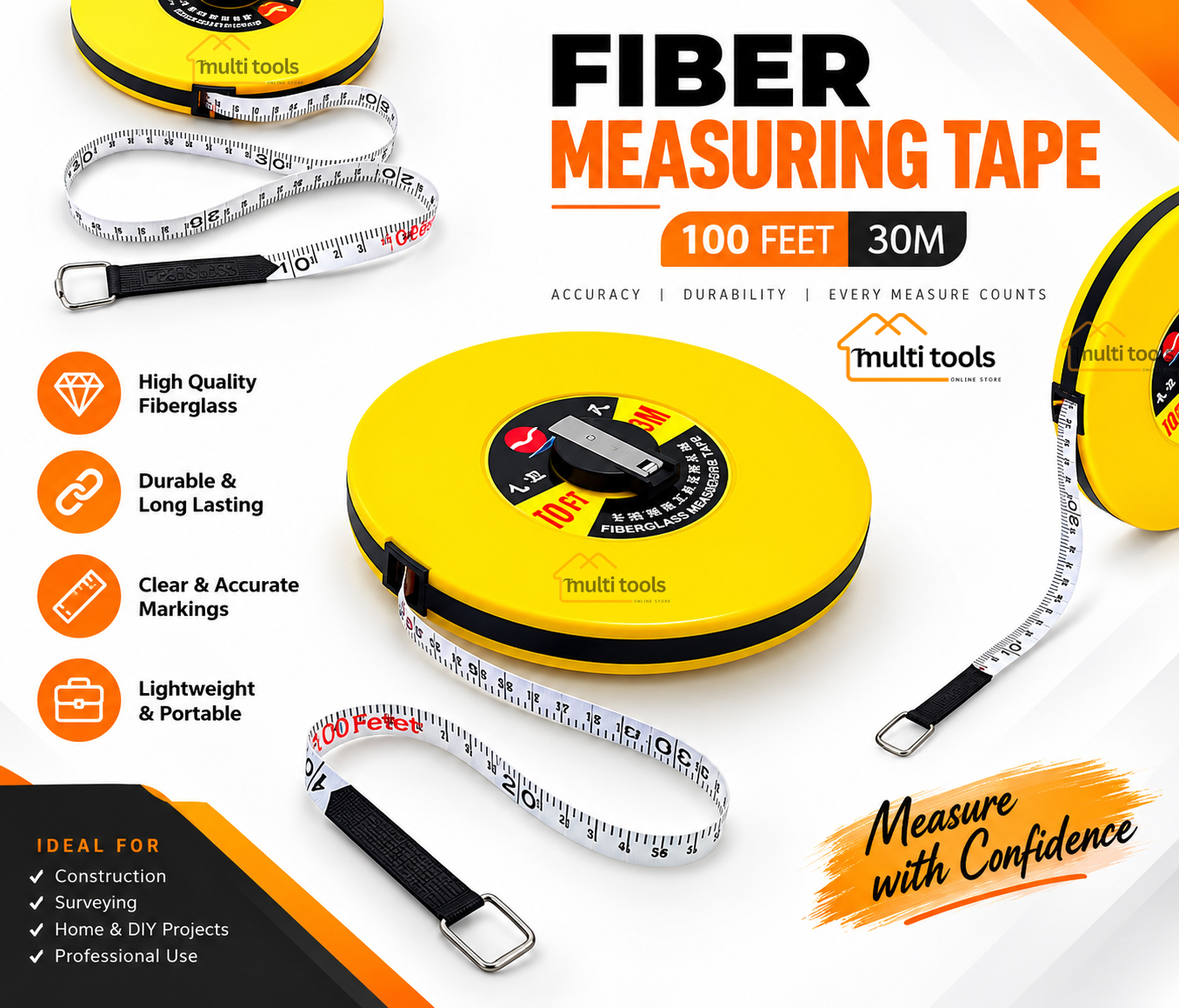 Fiber Measuring Tape (100 Feet / 30m)