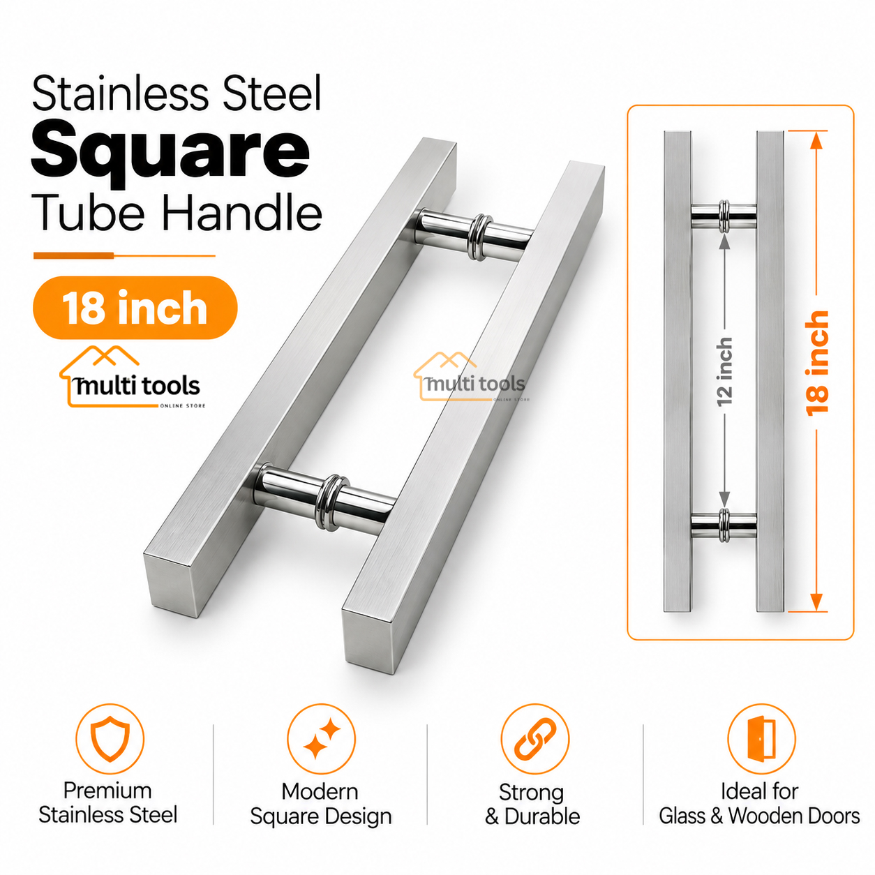 18 Inch Stainless Steel Square Tube Handle