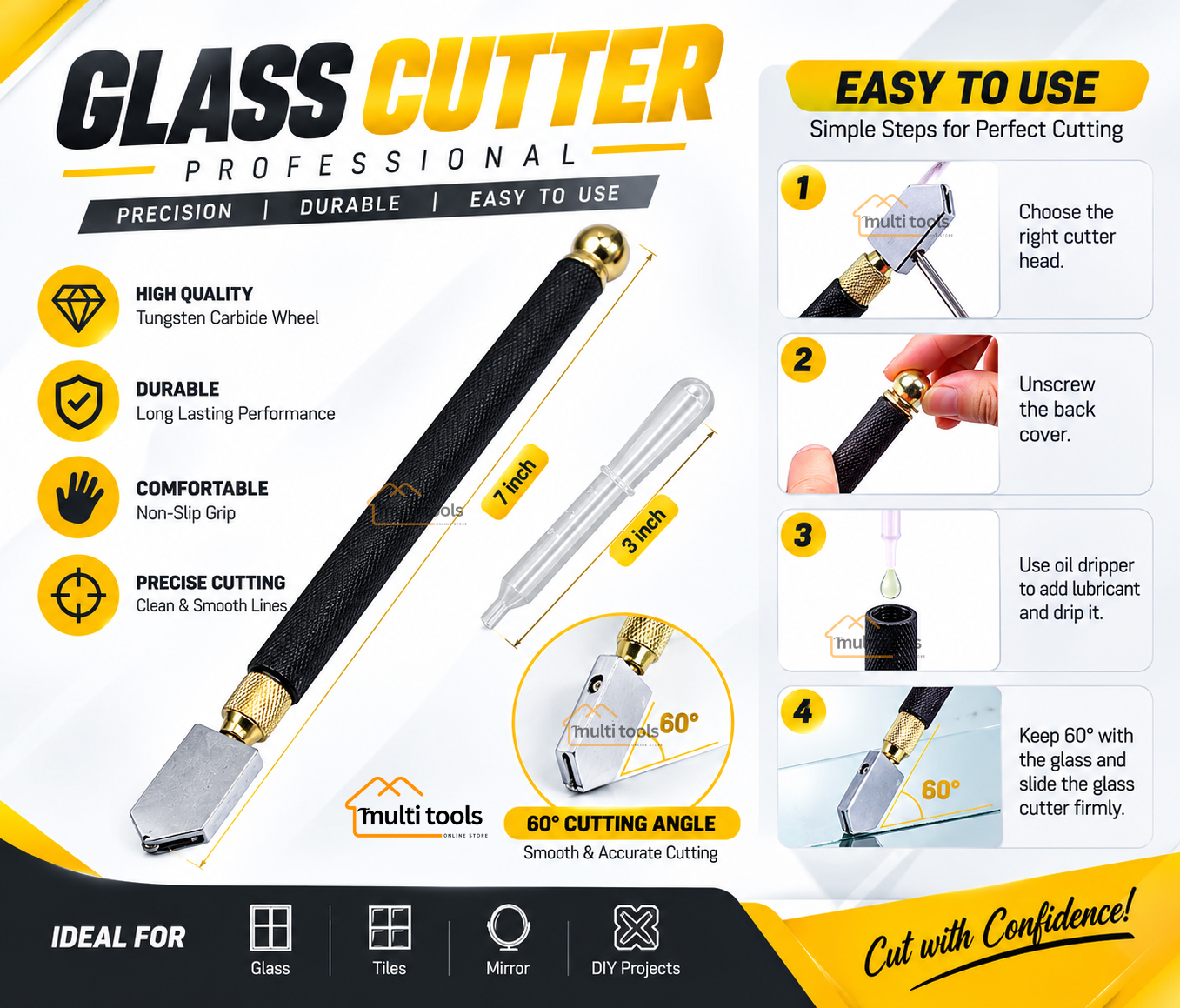 Heavy Duty Glass Cutter