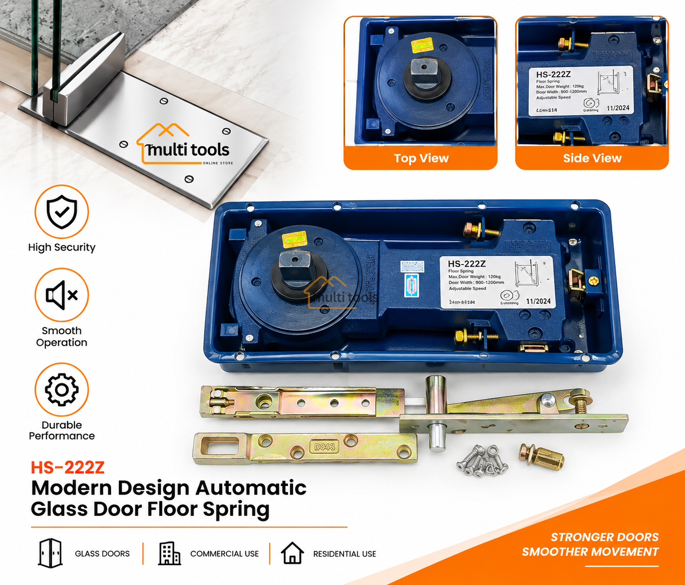 Hs-222Z Modern Design Automatic Glass Door Floor Spring