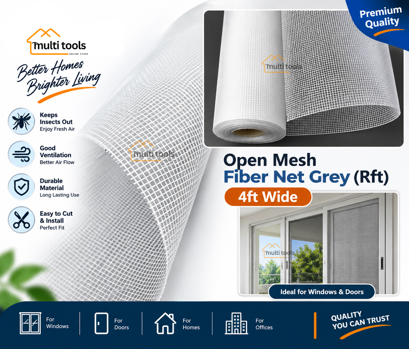 Fiber Net White For Aluminium Window 4ft