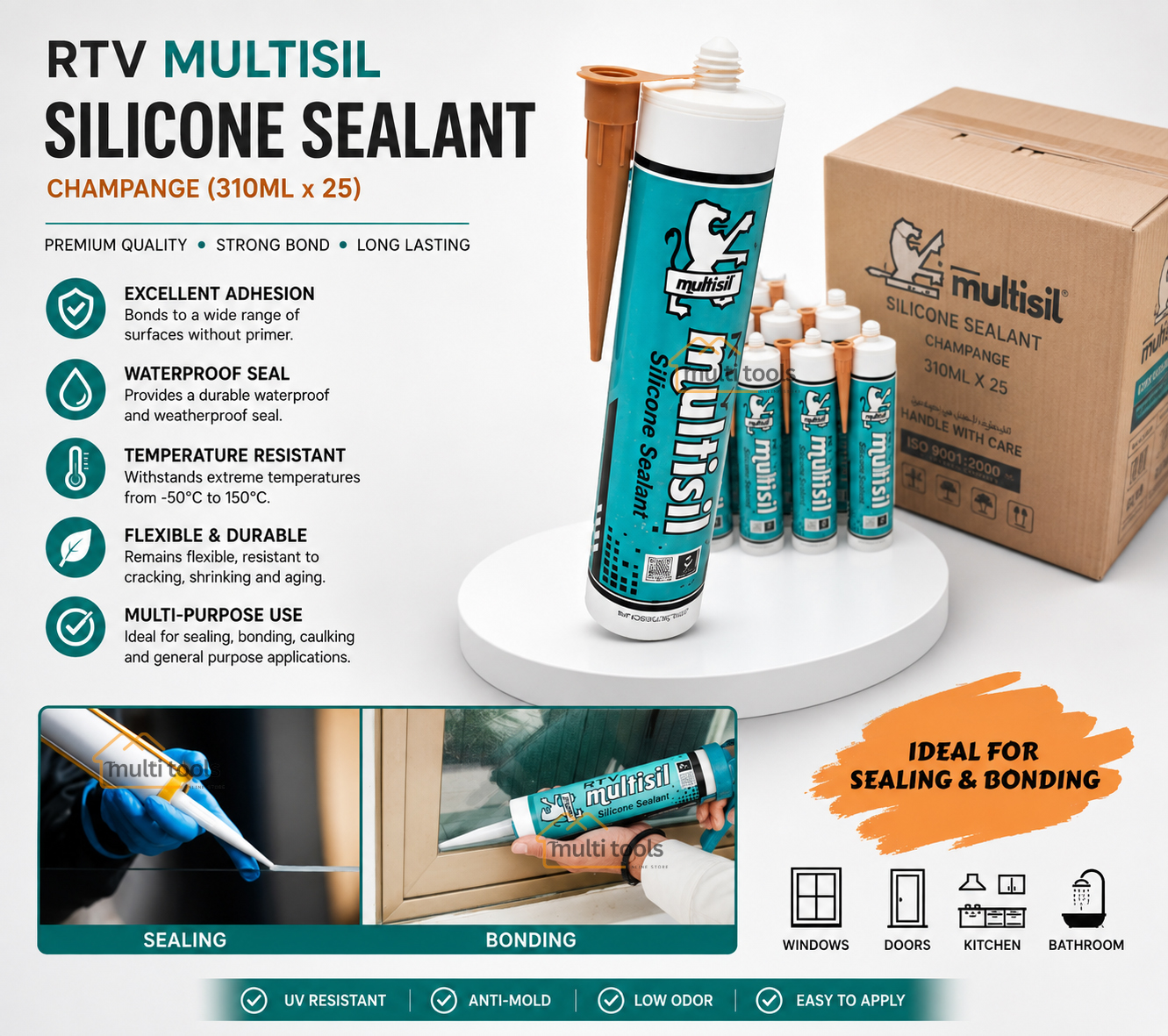 Rtv Multisil Silicone Sealant (Champagne 310G X 25)