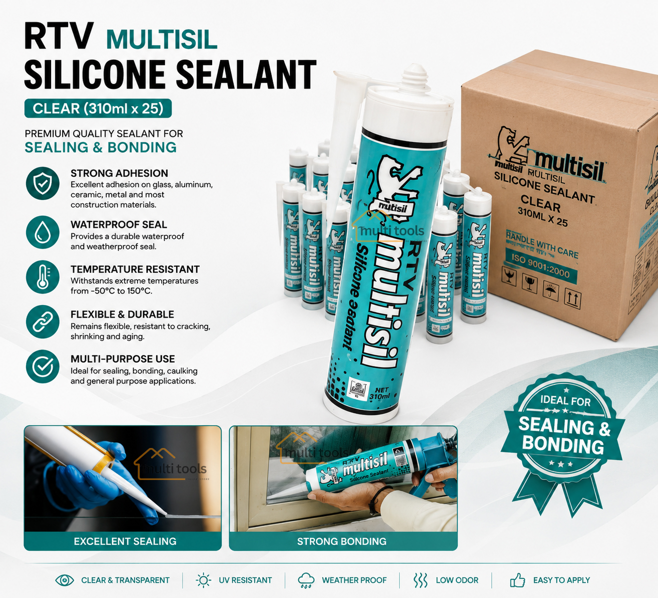 Rtv Multisil Silicone Sealant (Clear 310G X 25)