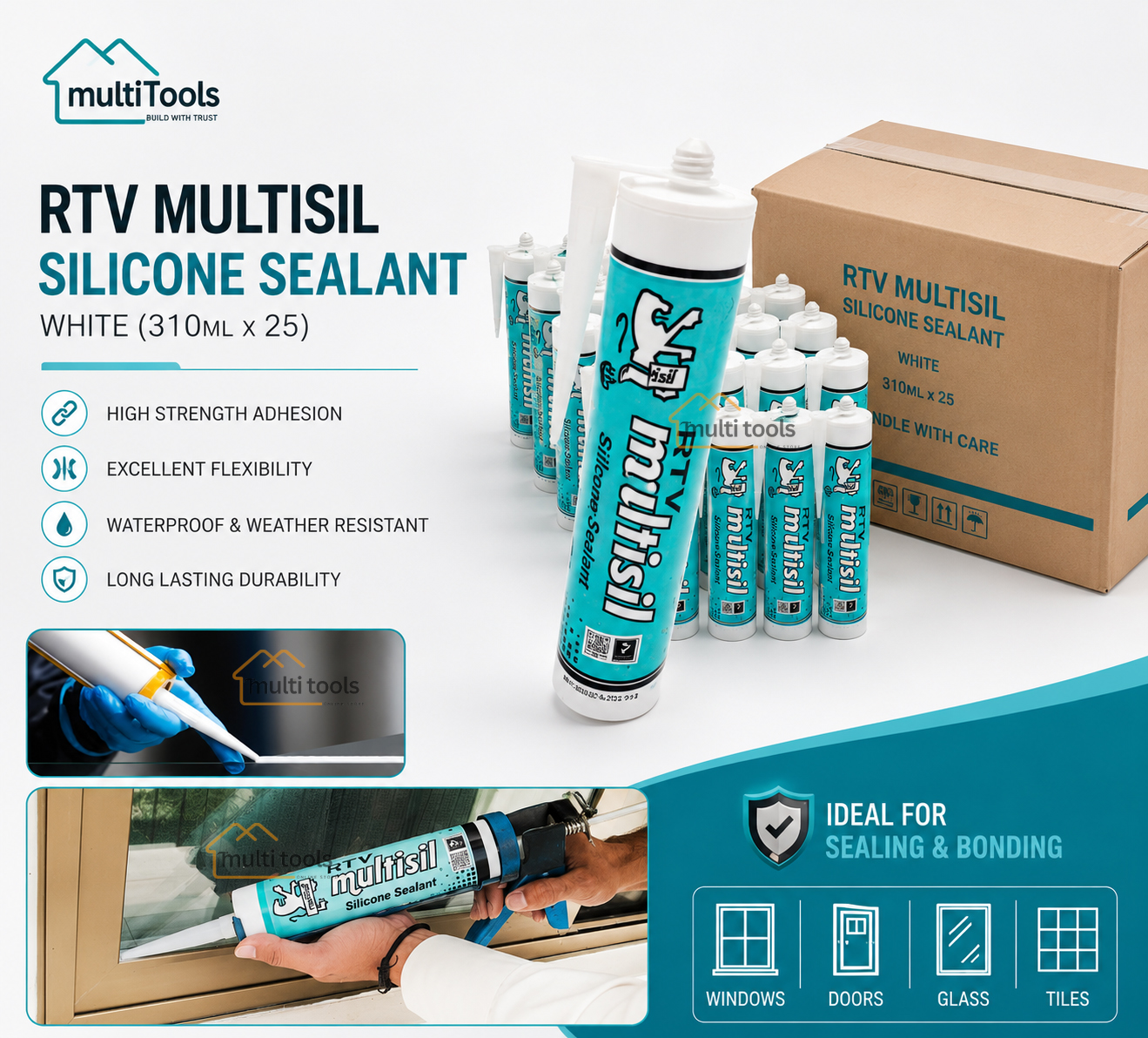 Rtv Multisil Silicone Sealant (White 310G X 25)
